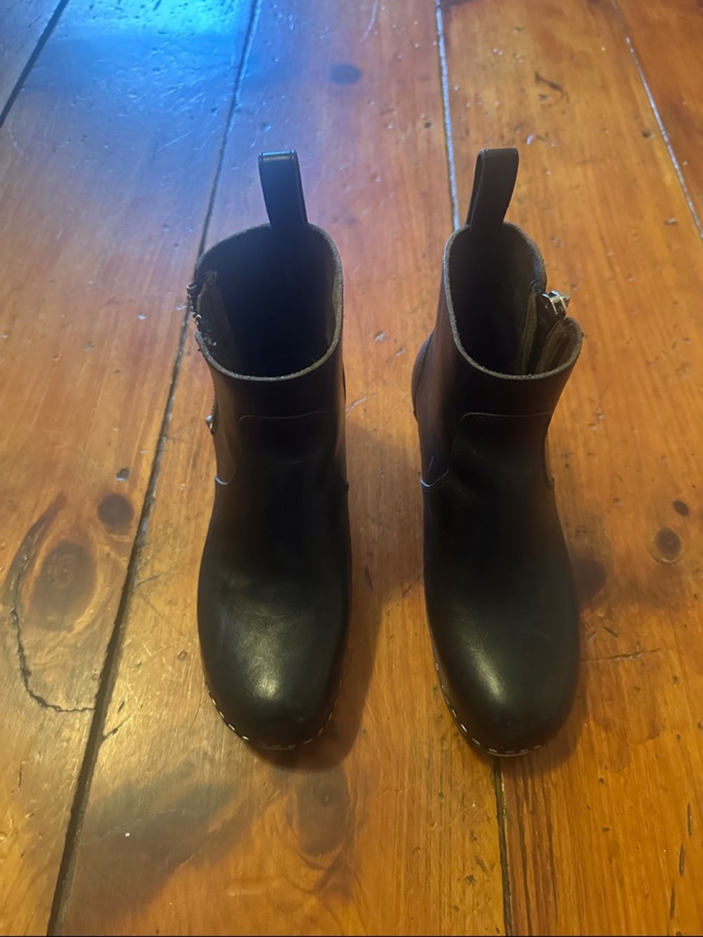 Swedish Hasbeens Black Ankle Buckle Boots